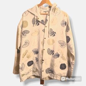 Vintage Michigan Rag Co. Nautical Shell Cream Blue Tan Jacket